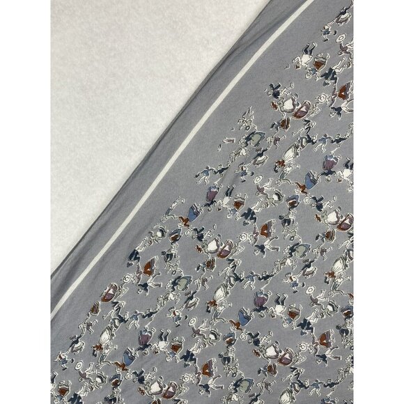 St Michael Rayon Twill Triangle Long Scarf 29"x46” Grey Polka Square Dancers - Picture 7 of 8